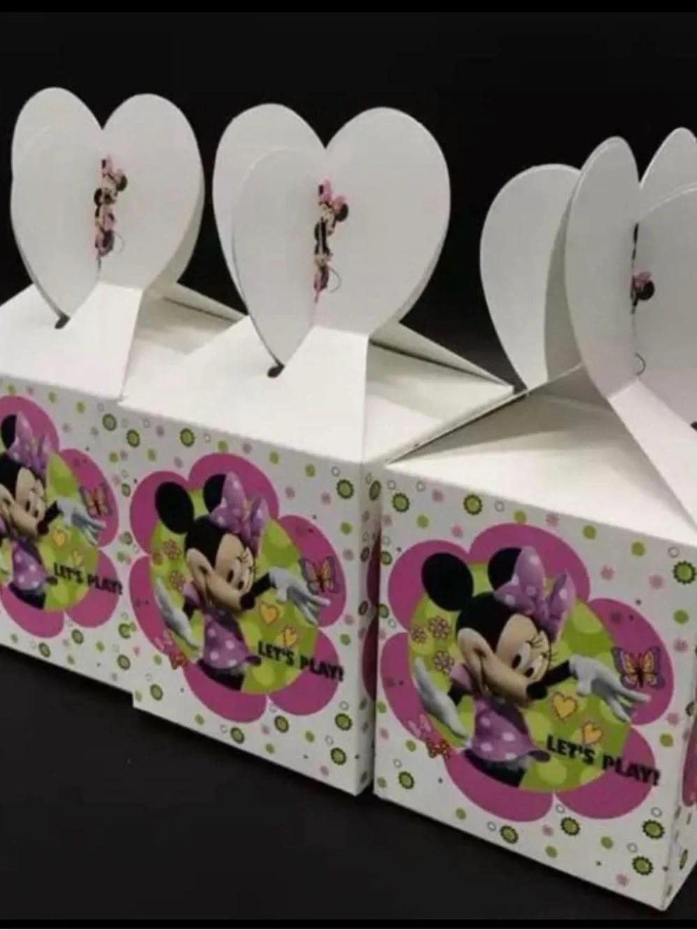 Minnie Mouse Pink Heart Party Favor Boxes 4 pack each package 6 piecesTotal 24